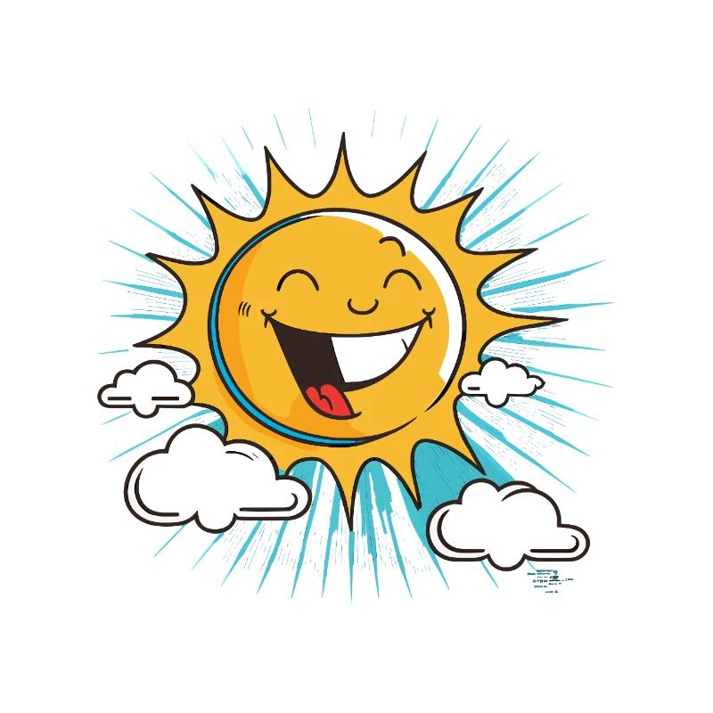 Soleil souriant avec éclatement de nuages