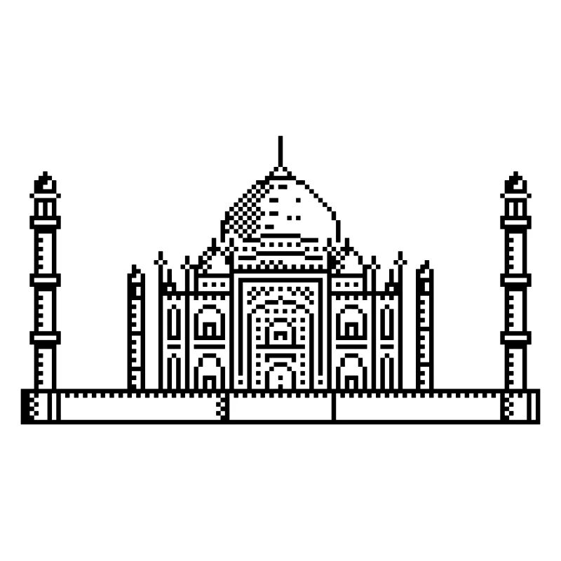 1 bit Pixel Taj Mahal