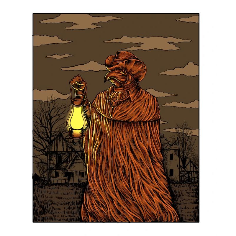 Médecin de la peste avec masque de peste - Dessin du médecin de la peste