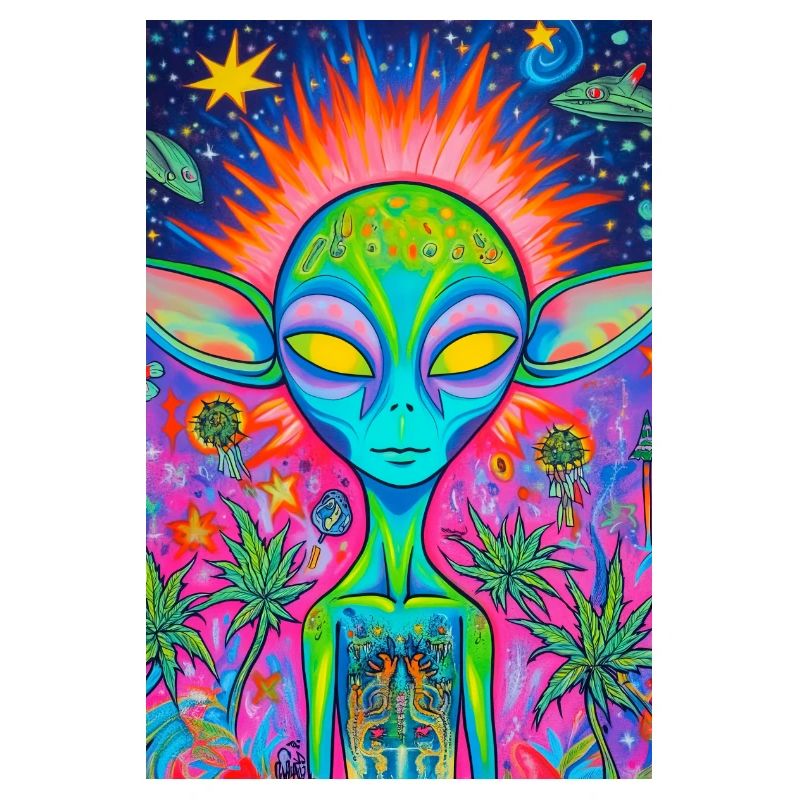 Psychedelischer Alien Neon Garten