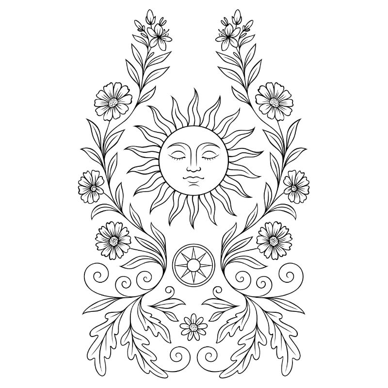 Midsummer Coloring Page - DIY Sun for Litha