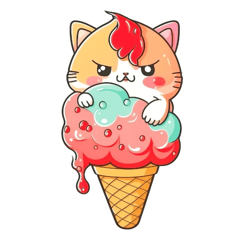 Süßer Katzen-Eiscreme-Print
