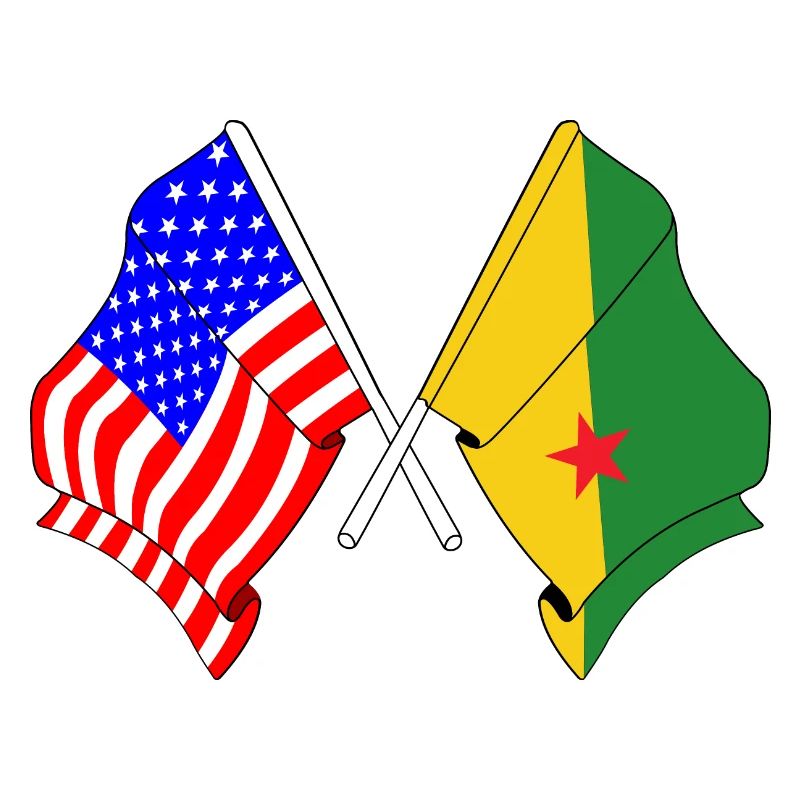 Drapeau des États-Unis et drapeau de la Guyane française