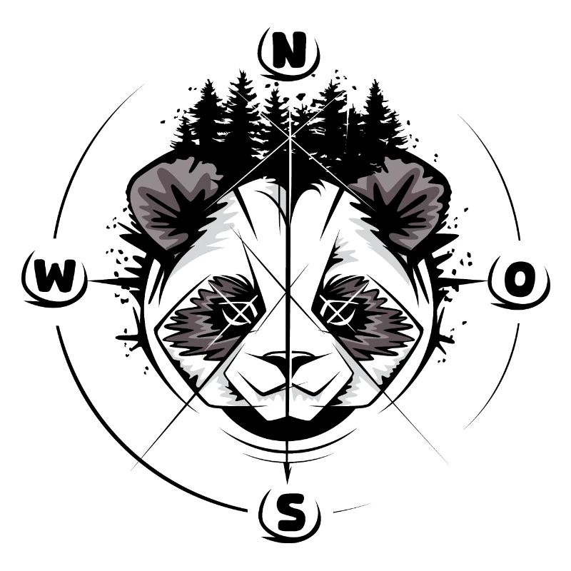Panda Wald Kompass Koala Tattoo comic cartoon Logo
