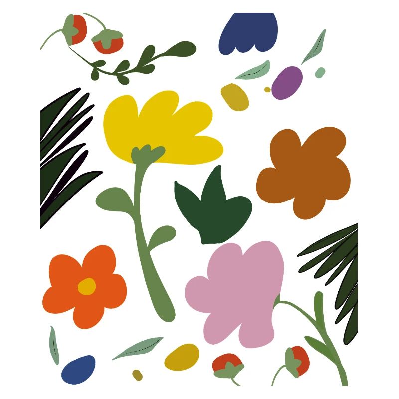 Fleurs abstraites en palette printanière