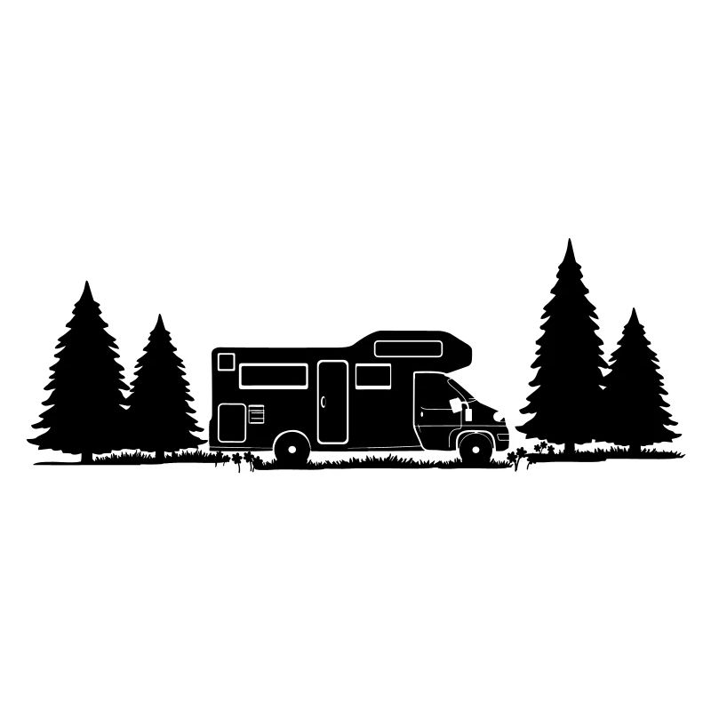 Shadow Camper in Forest with Spruce