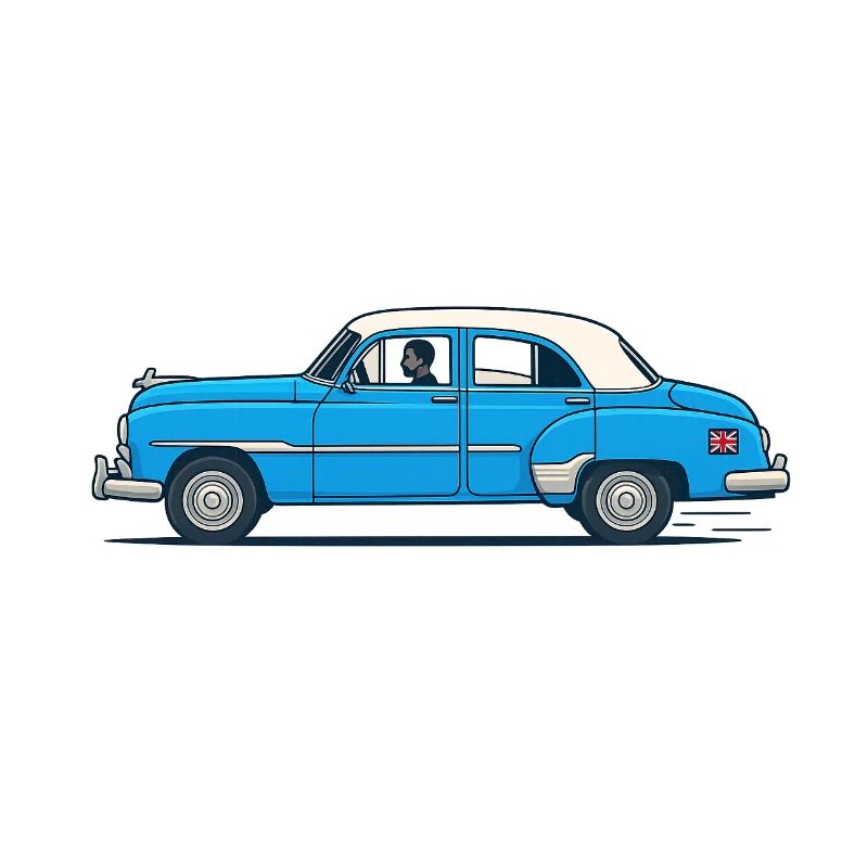 Voiture classique de Londres en bleu et blanc