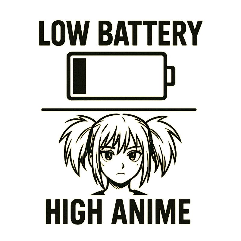 Anime Mädchen mit Akku Warnung