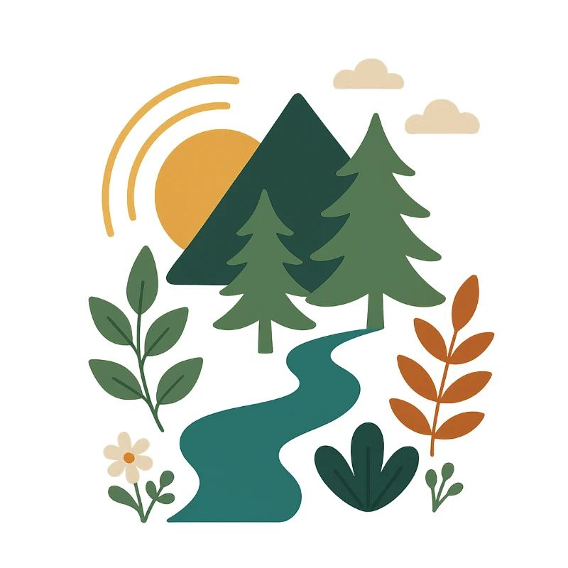 Conception de scène de montagne de forêt sereine