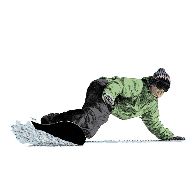 Freerider Snowboarder auf Abfahrt