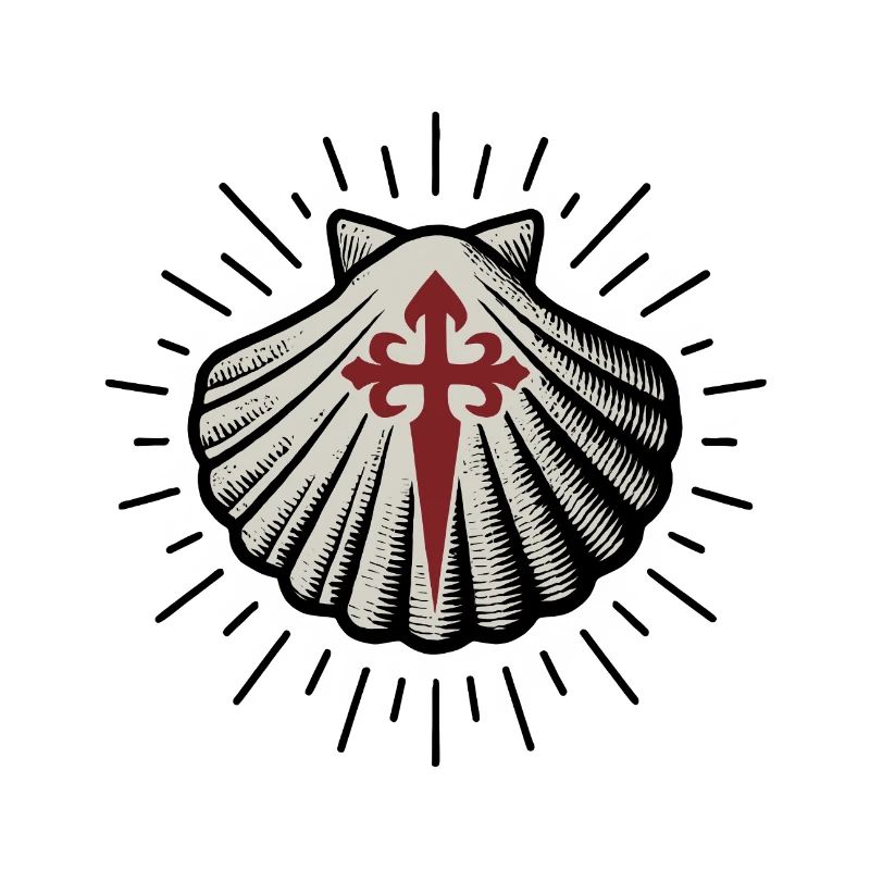 Coquille Saint-Jacques avec Croix de Saint-Jacques-de-Compostelle
