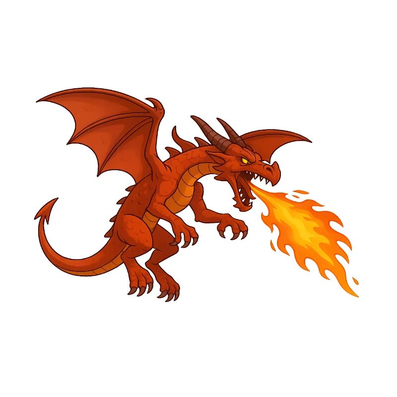 Feuer speiender Drache  - Illustration