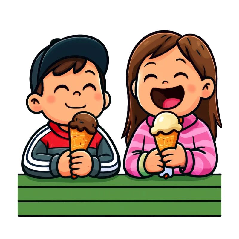 Amis de la crème glacée heureux