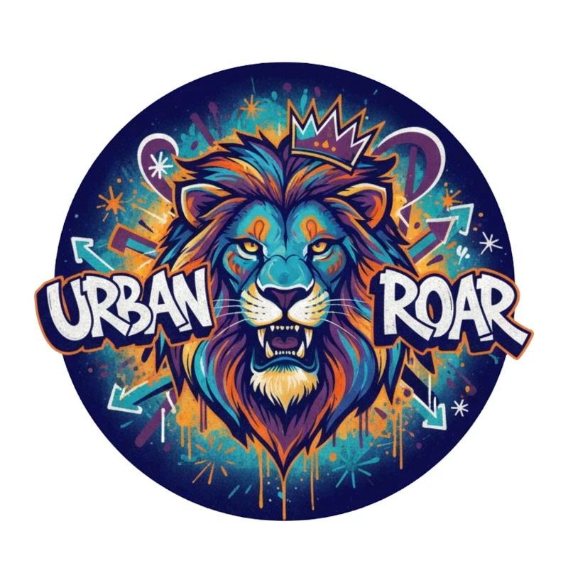 Cercle de graffitis de lion urbain
