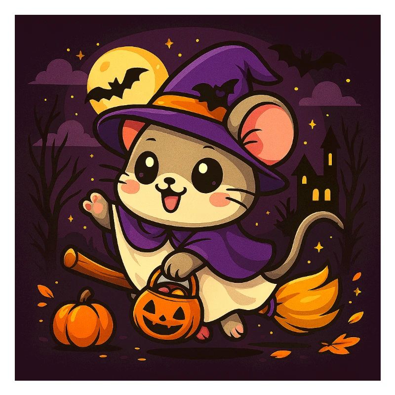 Cute Halloween Mouse as a Witch