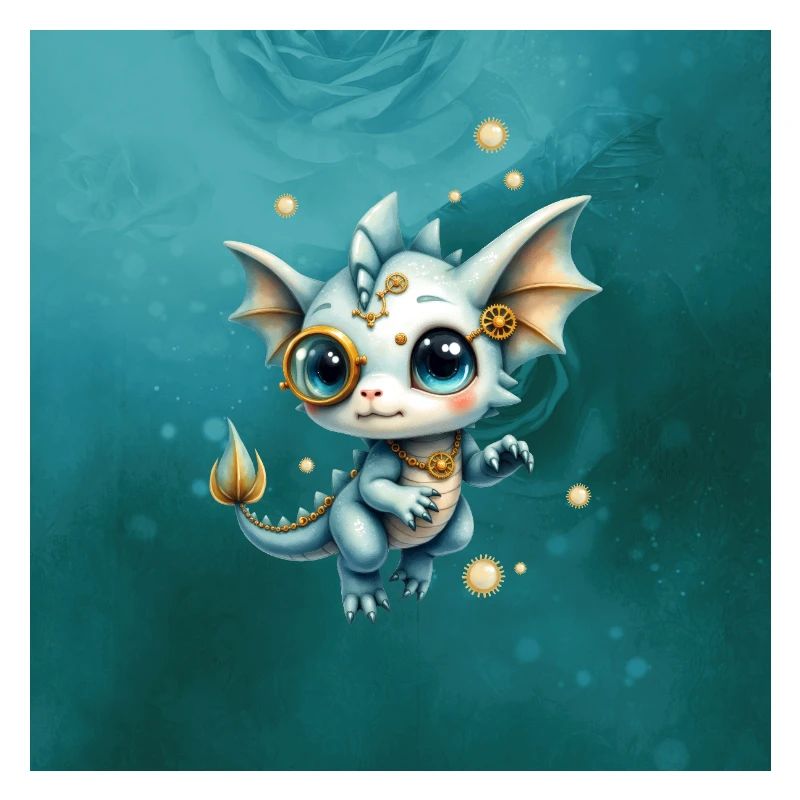 Steampunk Dragon Bleu Monocle