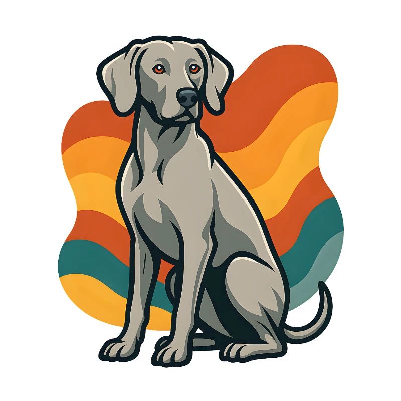 weimaranerWHund in retro wave pattern