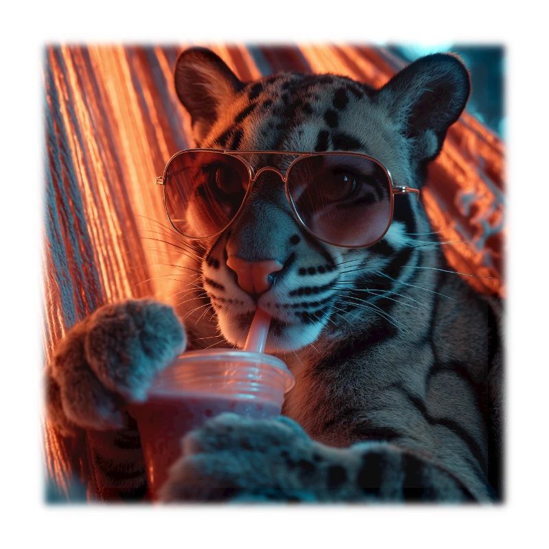 Chill Clouded Leopard Neon Hammock Design