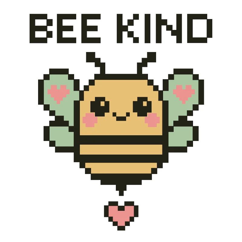 Bee Kind - Pixelbiene mit Herzchen