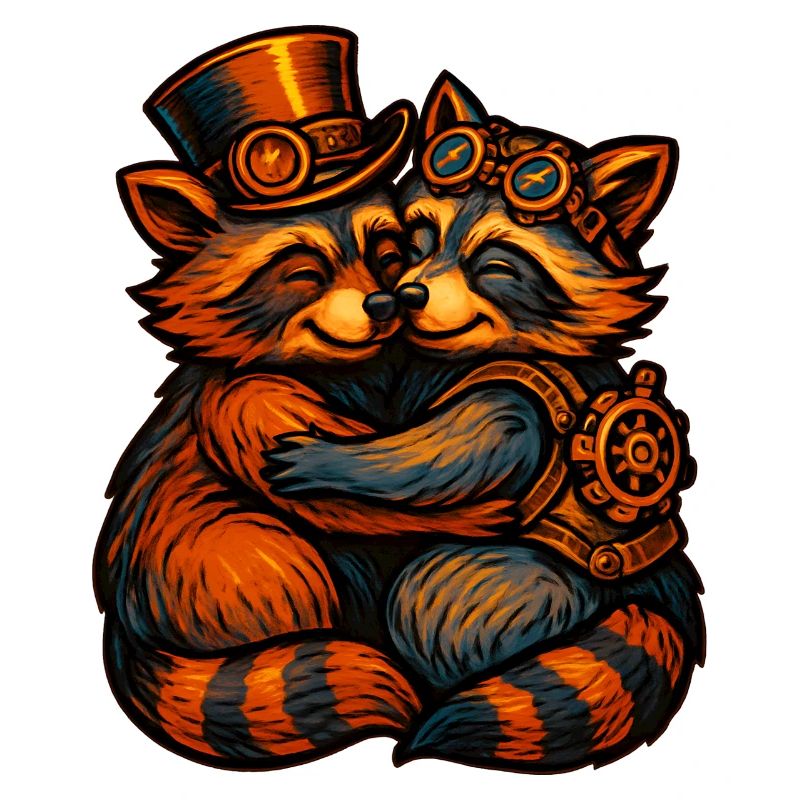 Steampunk Raccoon Cuddle