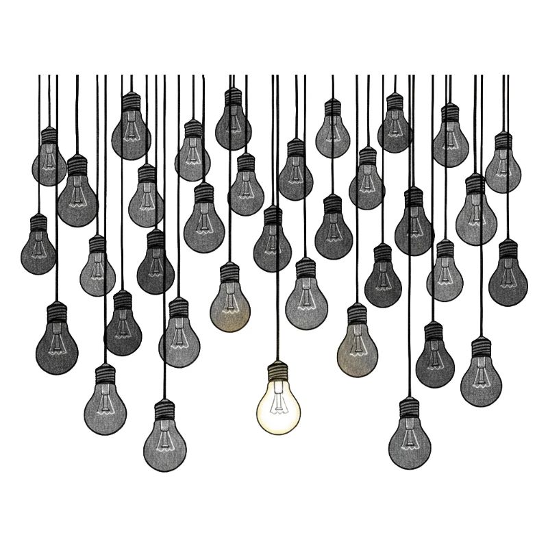 Graues Glühbirnen-Array mit einzigartiger Helligkeit