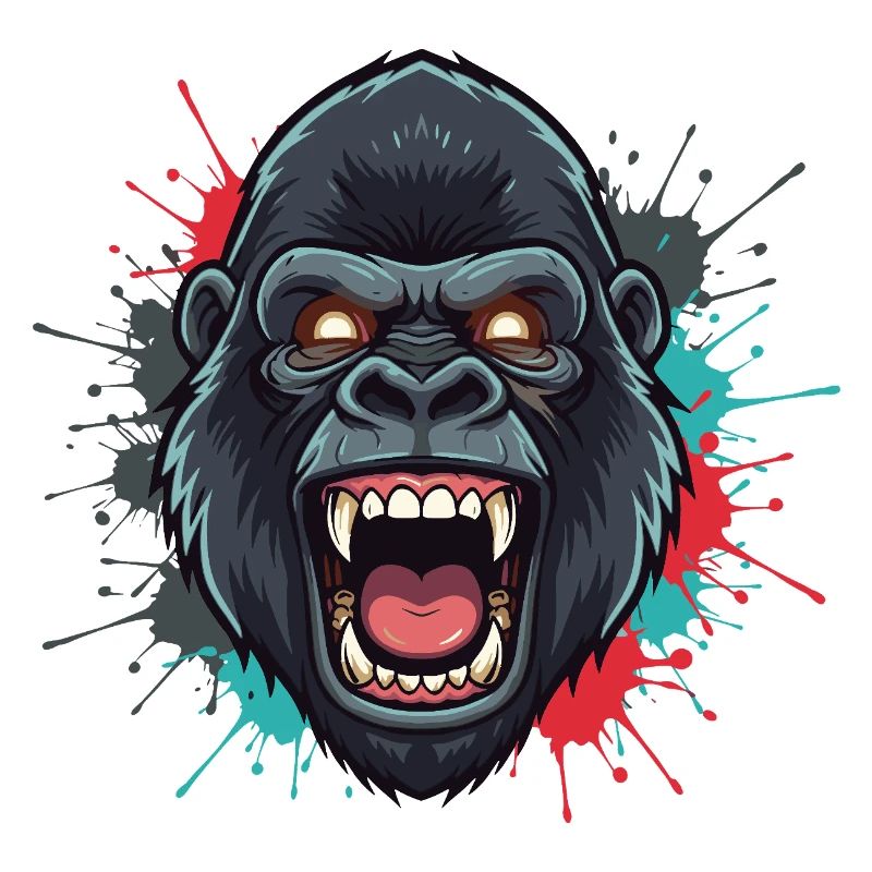 Explosion de couleur du rugissement du singe