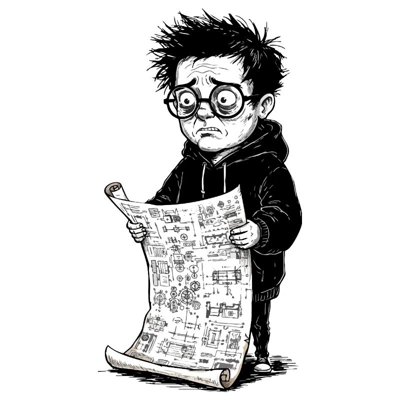Sad boy reading black newspaperwhite