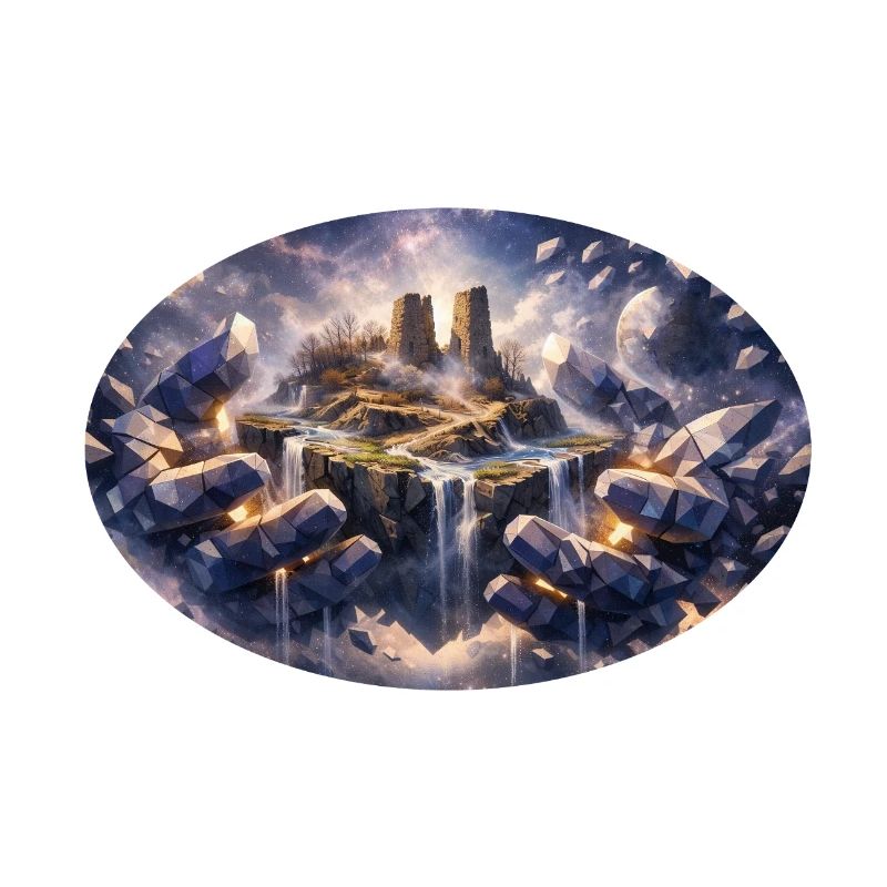 Île de cristal flottante dans le cosmos