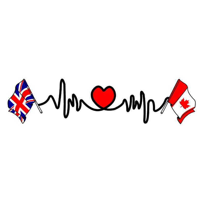 Cardio coeur avec drapeau de l’Angleterre et drapeau du Canada