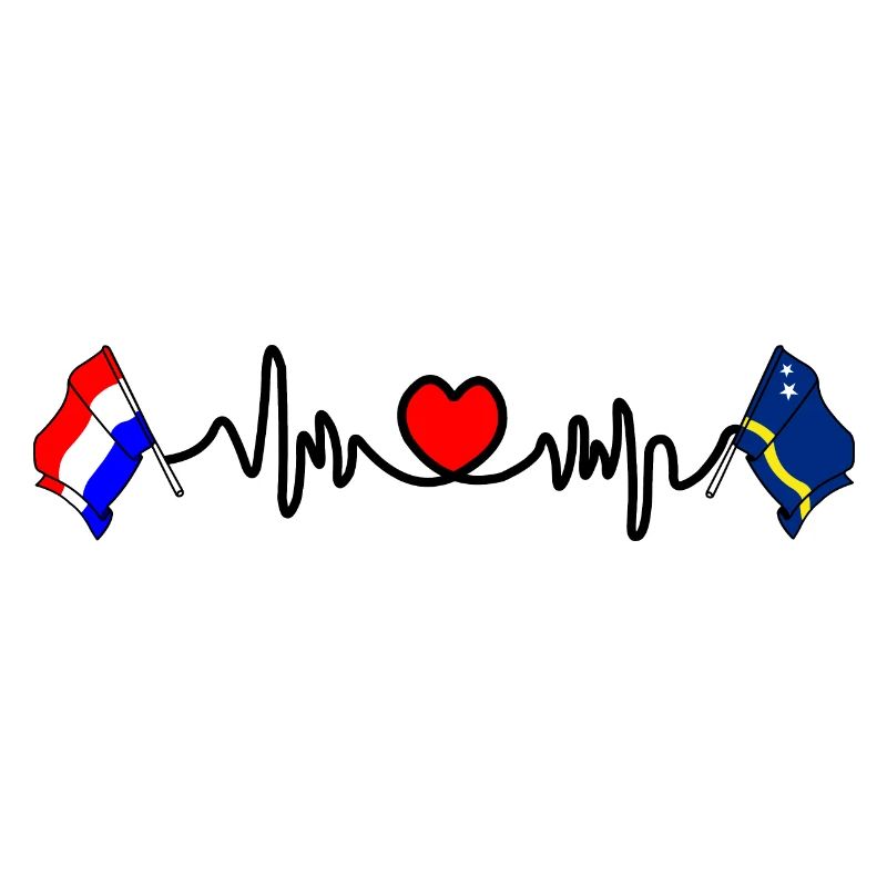 Cardio coeur avec drapeau des Pays-Bas, drapeau de Curaçao