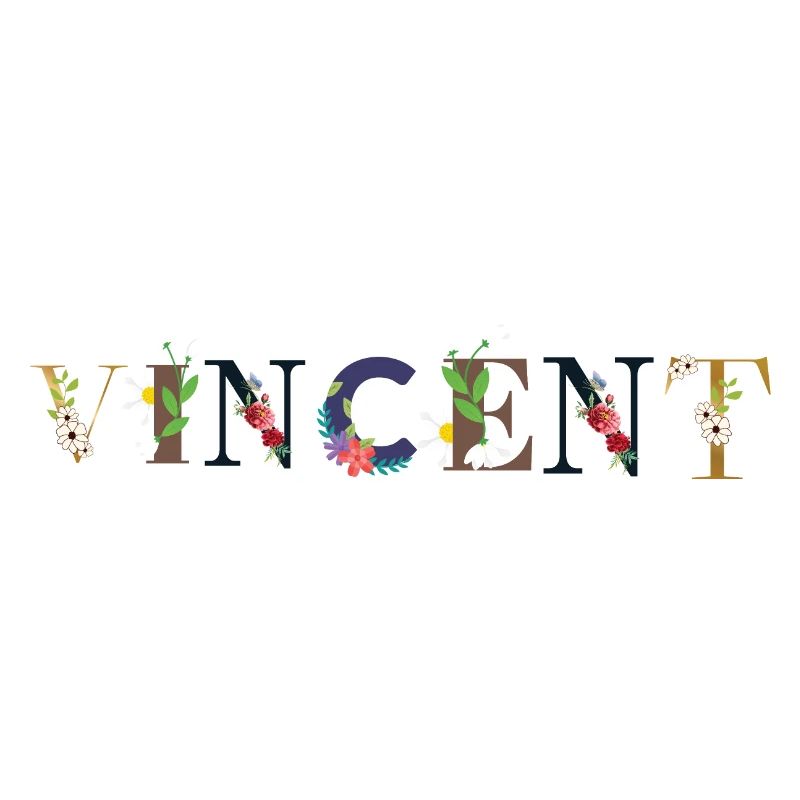 Le nom de VINCENT décoré de fleurs