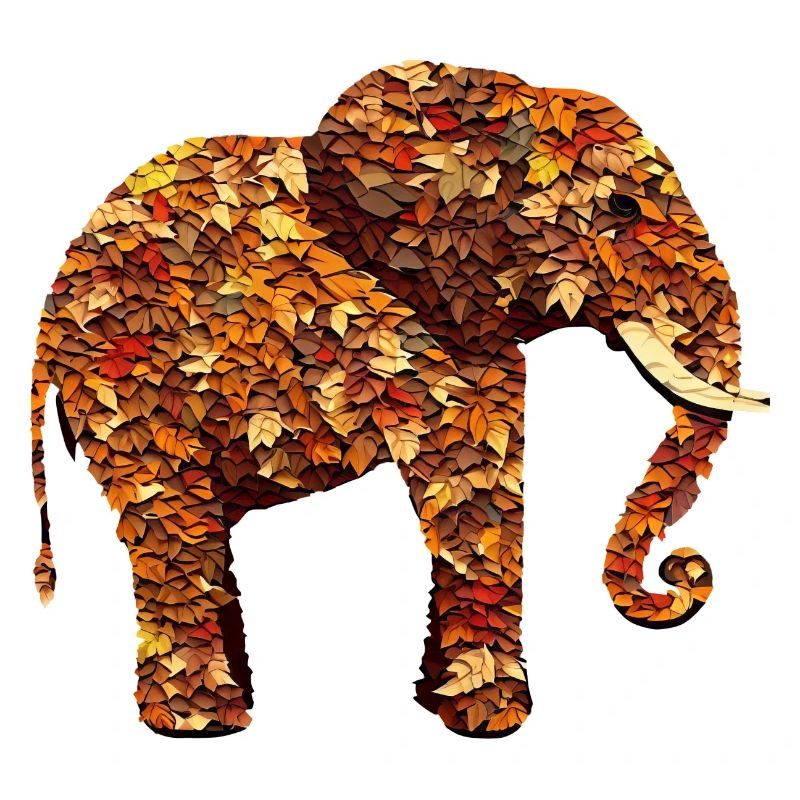 Éléphant d’Afrique en automne: feuillage panaché et