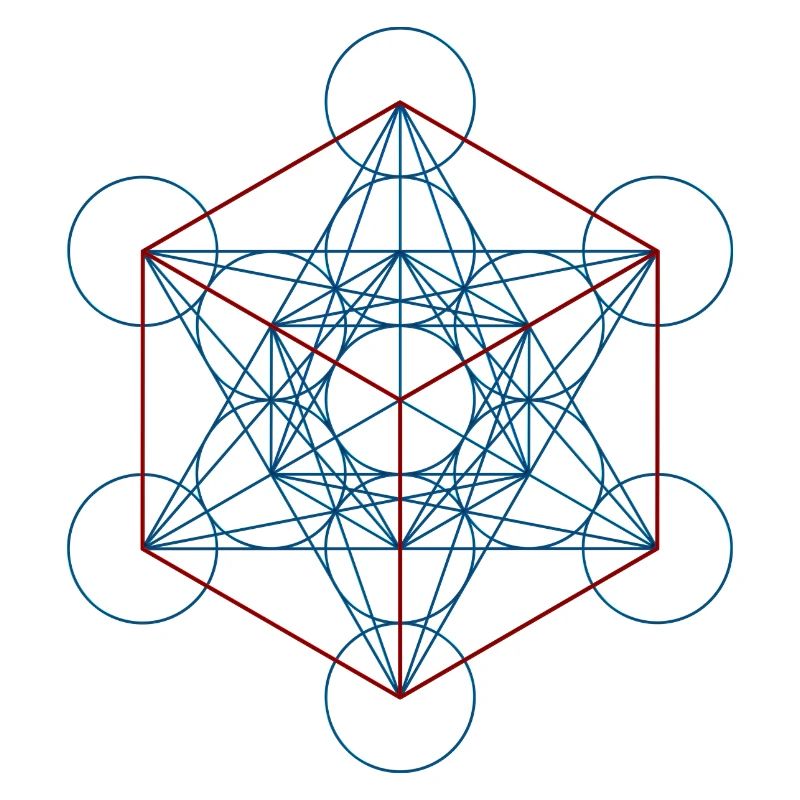 Metatron's Cube - blue red