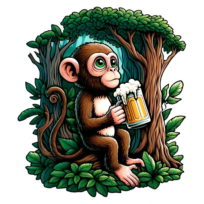 Singe Bière Décontracté