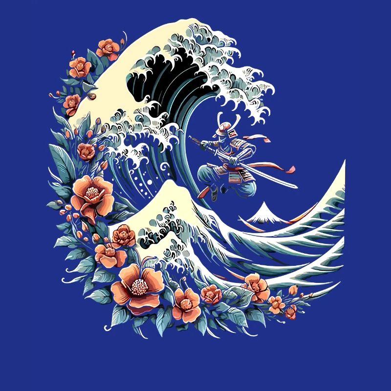 große Welle vor Kanagawa mit Samurai Krieger