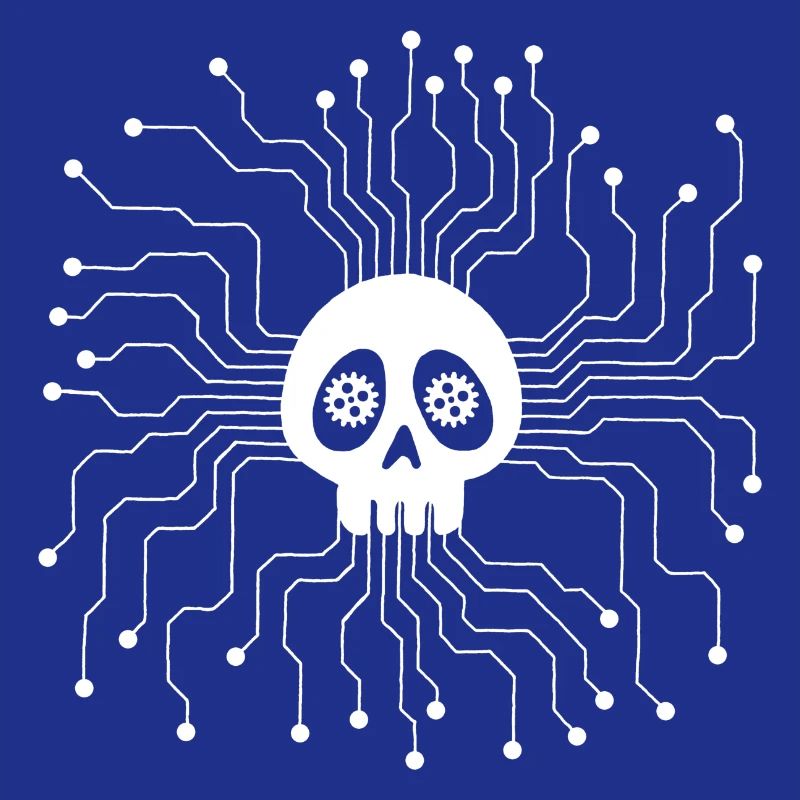 White Microprocessor Skull