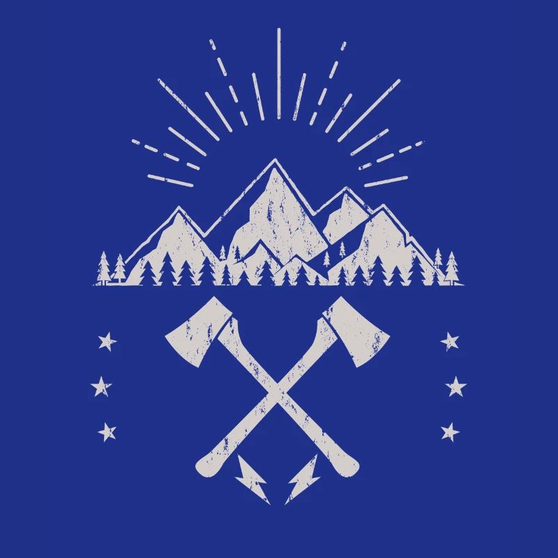Robustes Berg-Sonnenaufgangsaxt-Emblem
