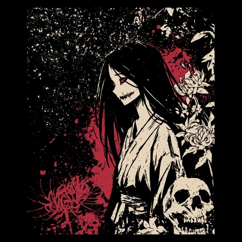 Japan Horror Anime Girl mit dämonischem Blick