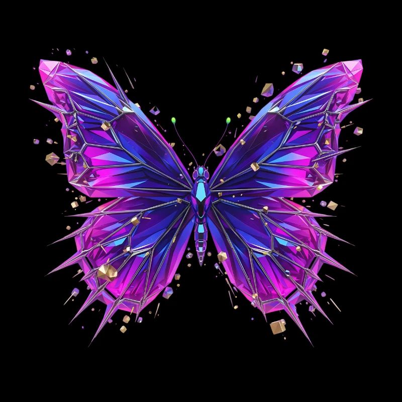 3D Crystal Butterfly – Chrome Effect