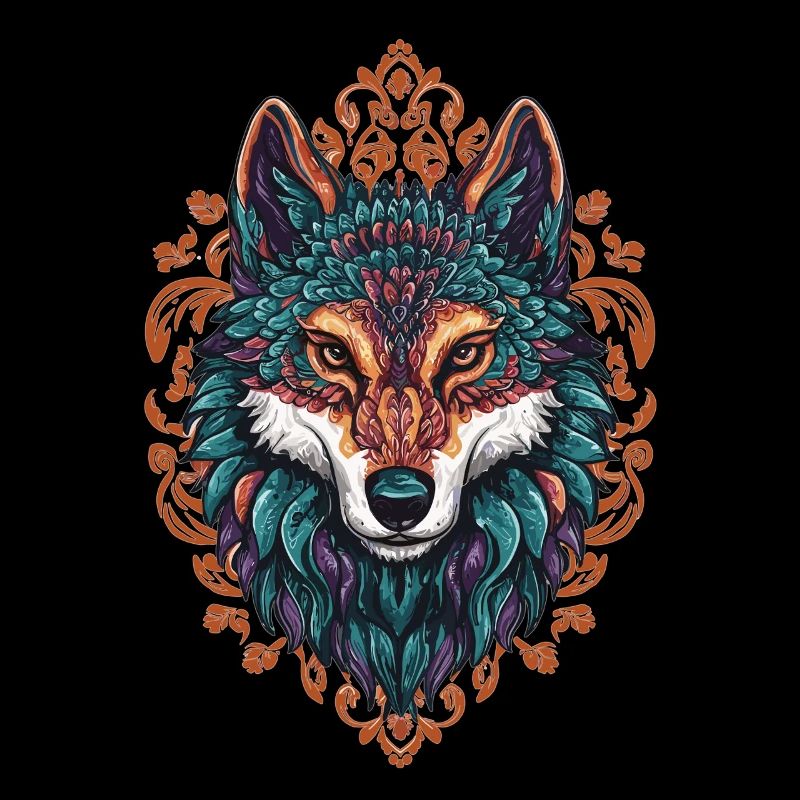 Mystischer Wolf – Boho & Mandala Kunst