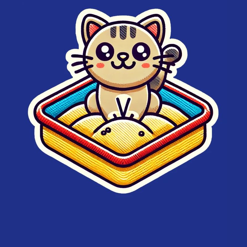 Chat mignon assis dans le bac à sable Style Patch