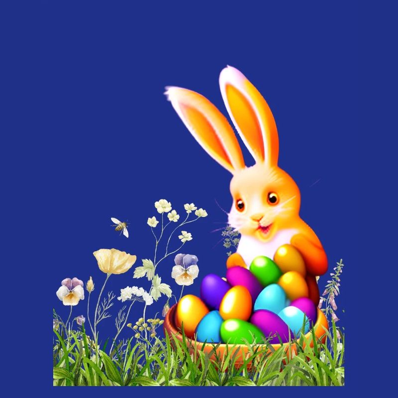 Easter bunny with colorful eggs