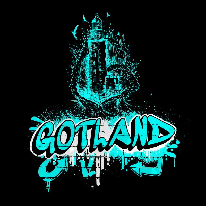 Gotland Graffiti Leuchtturm Design