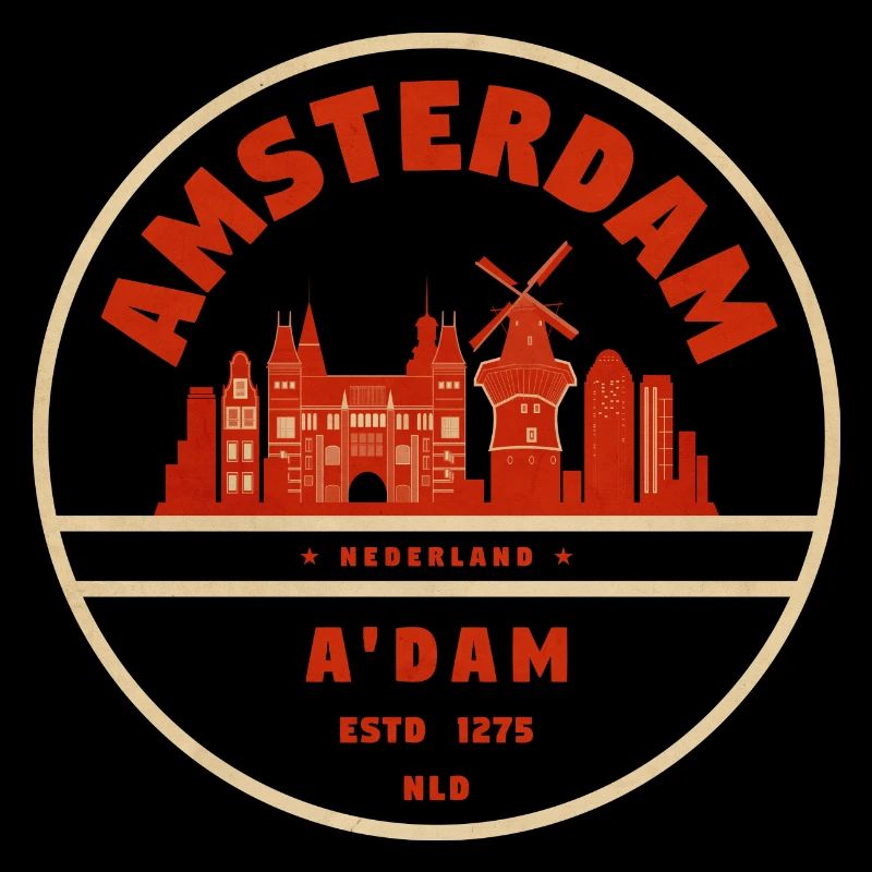 Amsterdam Skyline Vintage Abzeichen