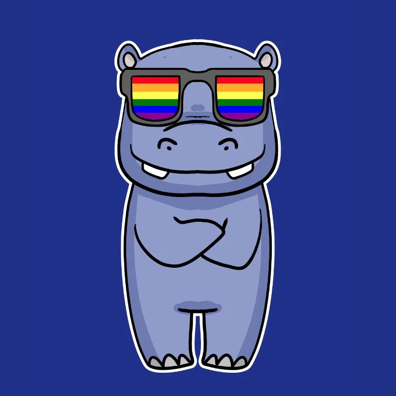 Regenbogen - Nilpferd mit Brille