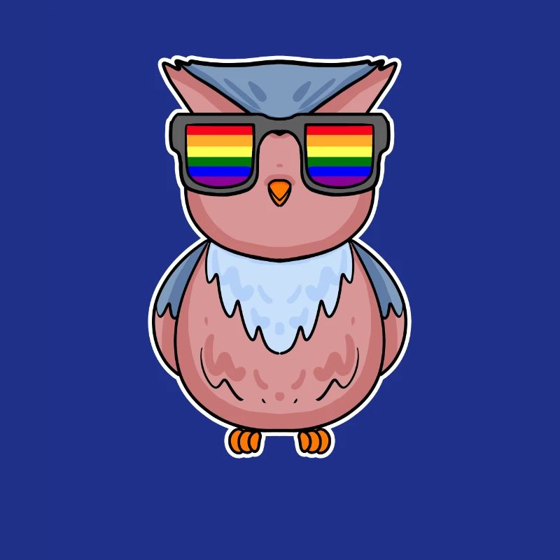 Regenbogen - Eule mit Brille