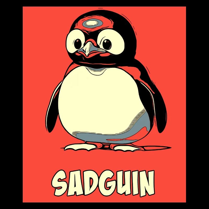 SADGUIN triste pingouin style bande dessinée