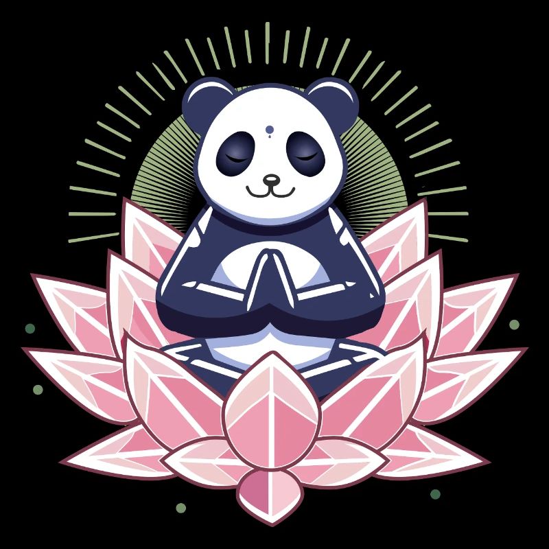 Meditierender Panda auf Lotusblüte