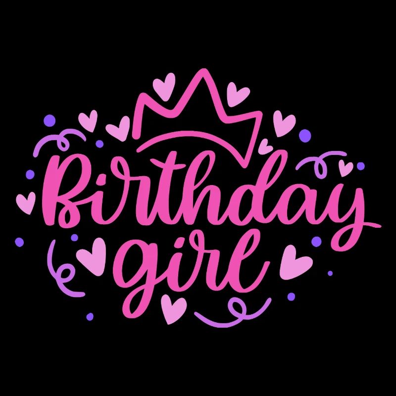 Birthday Girlie mit Krone Herzchen Konfetti