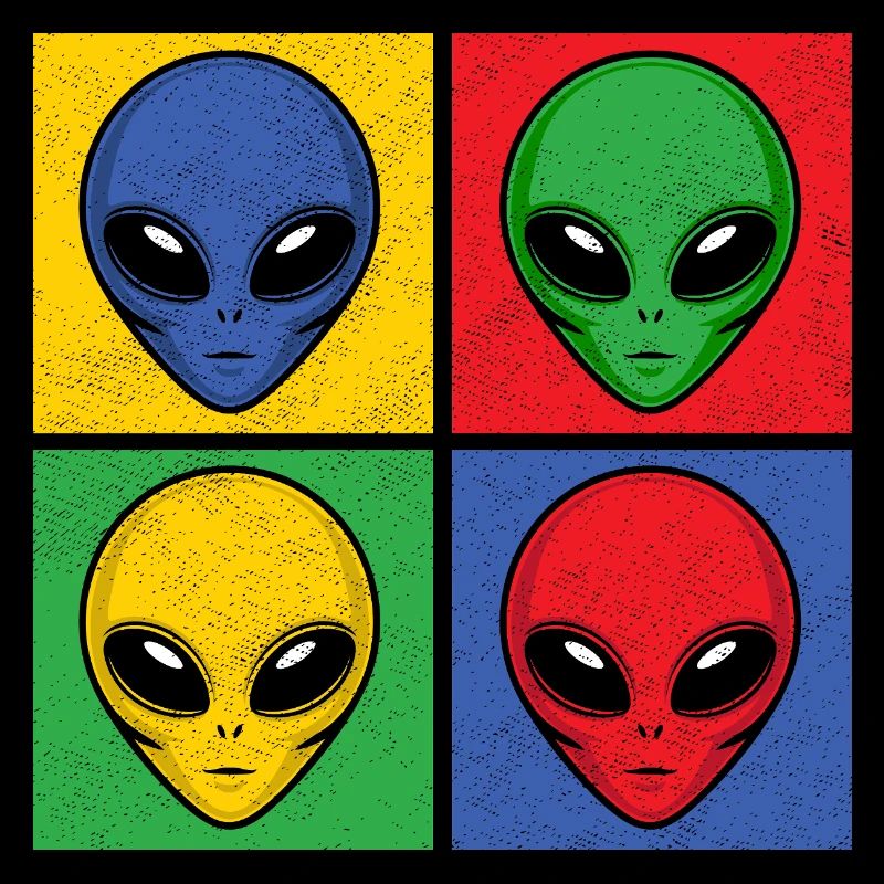 Aliens Pop-Art Popart Alienköpfe Aliengesichter
